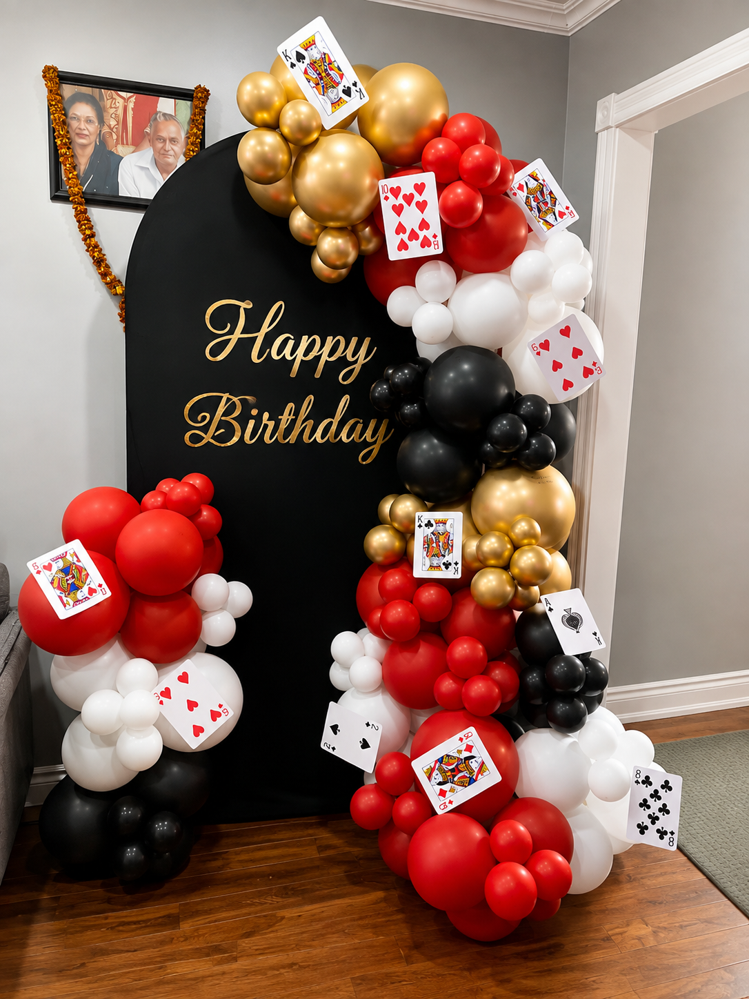 Casino Theme Birthday Balloon Decoration Setup